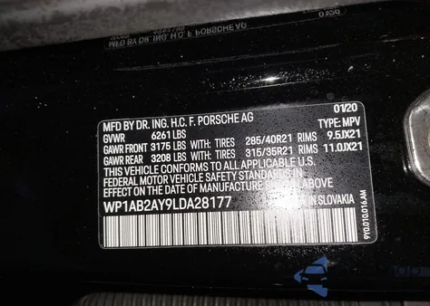 2020 Porsche Cayenne S z USA, uszkodzony, nr VIN WP1AB2AY9LDA28177